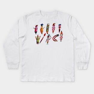 Funny Pencil Watercolor Kids Long Sleeve T-Shirt